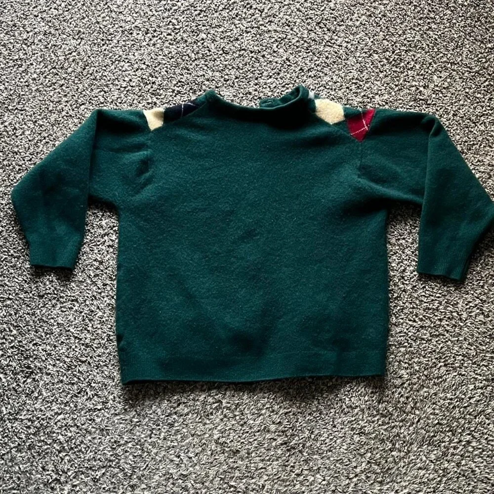 Vintage 80s Lambswool Grandmacore 100% Wool Women L Argyle Button-up Cardigan - Picture 5 of 8